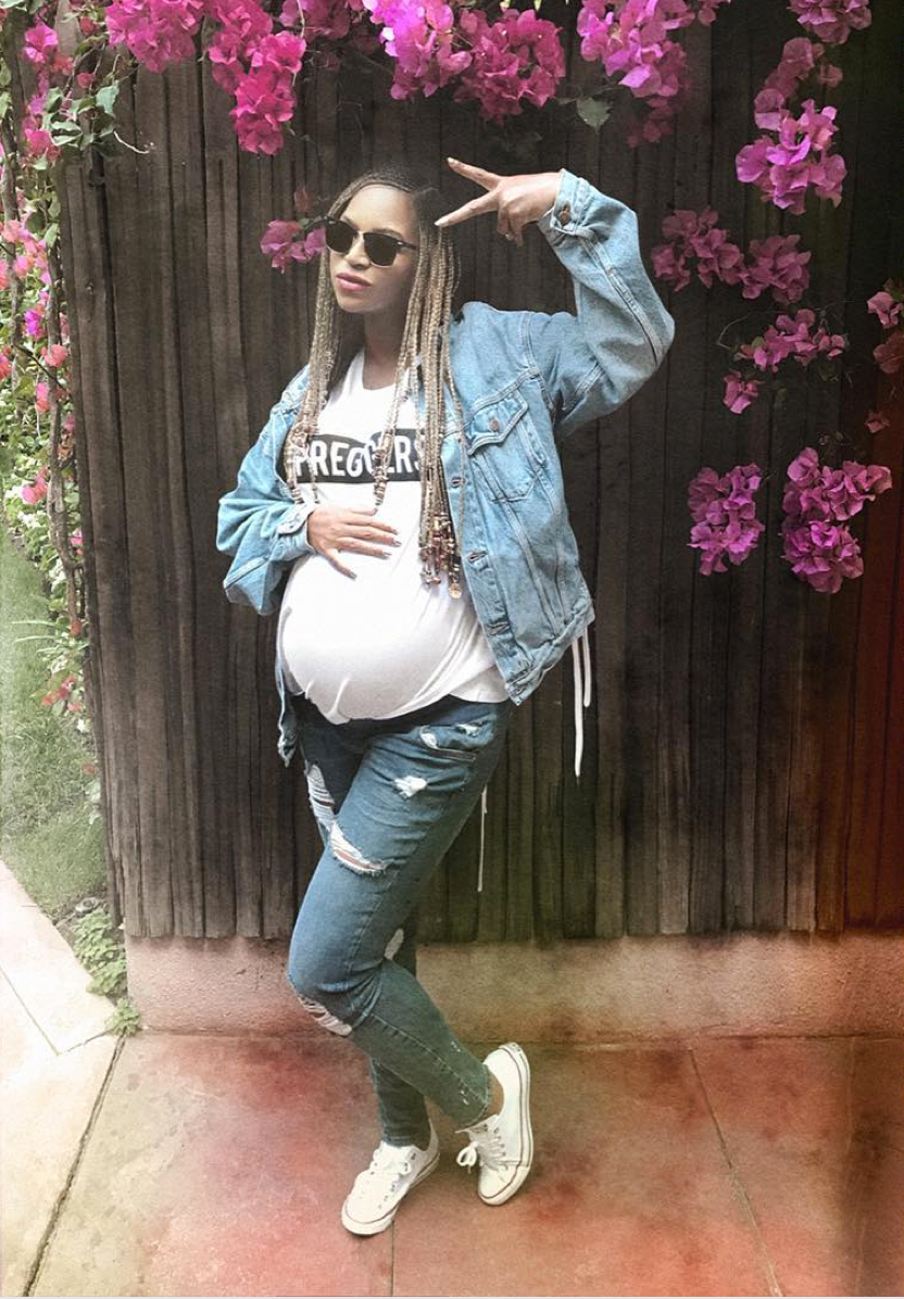Beyoncé Slays in a “Preggers” Tee and $50 Shoes
